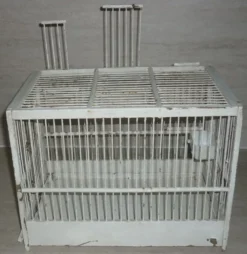 Cage à oiseaux blanche ancienne