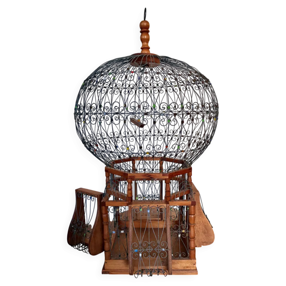 Cage à oiseaux en bois