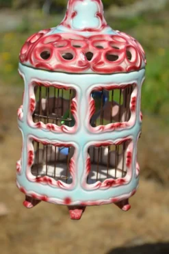Cage à oiseaux en céramique italienne ancienne