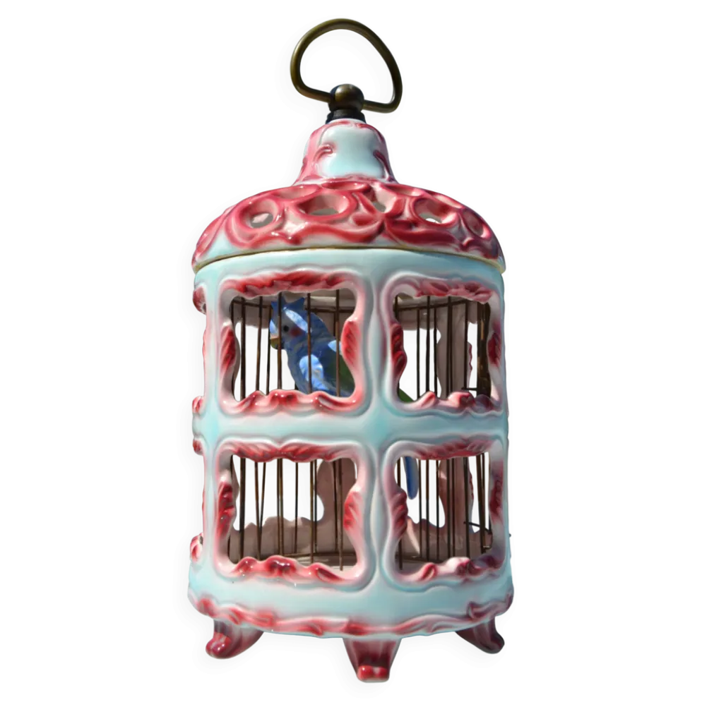 Cage à oiseaux en céramique italienne ancienne