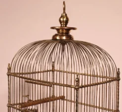 Cage à Oiseaux En Laiton - 19° Siècle