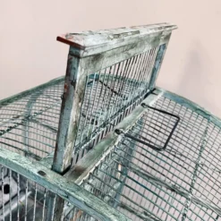 Cage à oiseaux en métal patiné vert