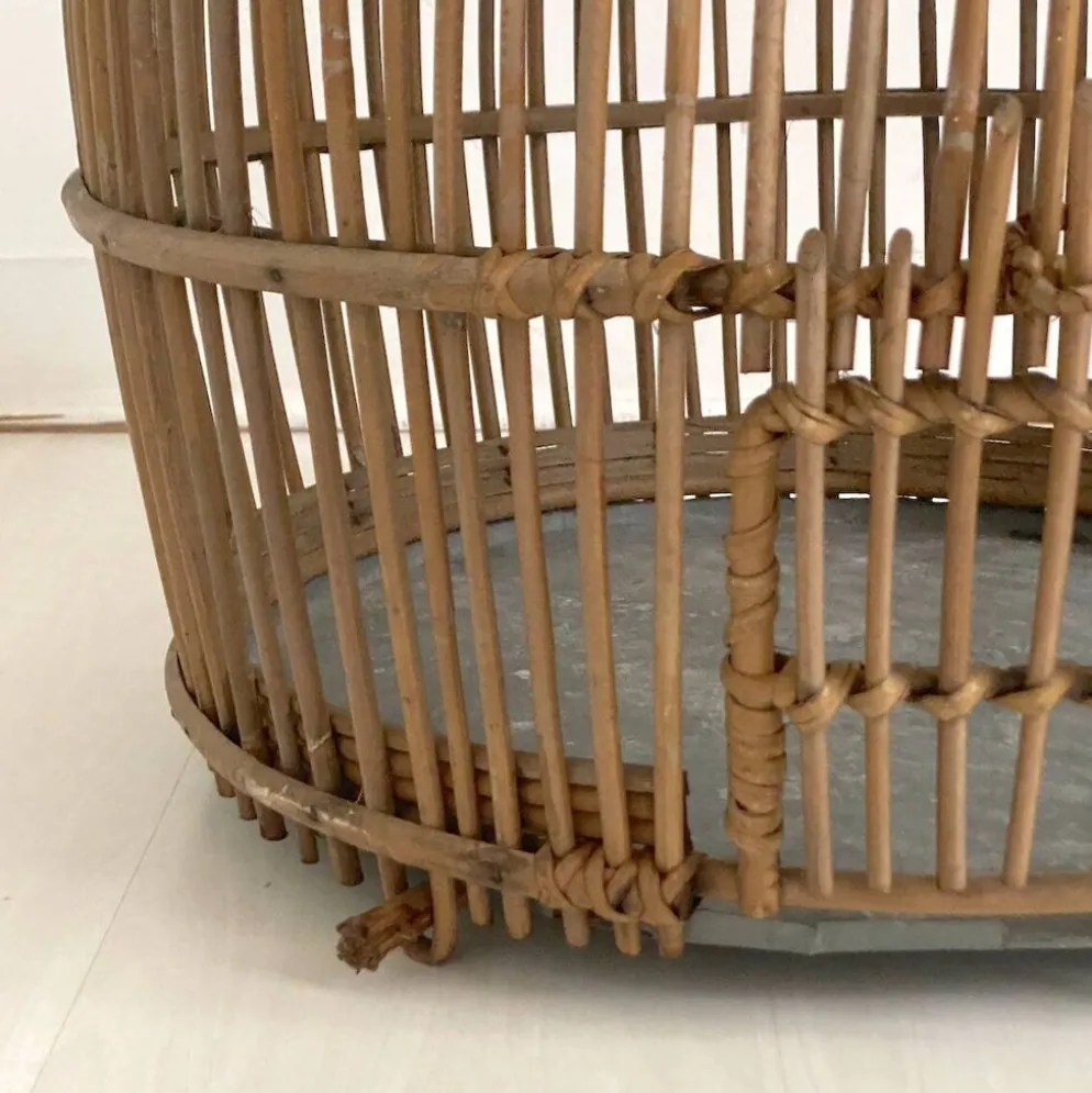 Cage à oiseaux en rotin, 1960
