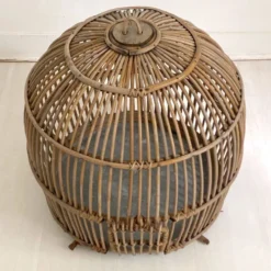 Cage à oiseaux en rotin, 1960