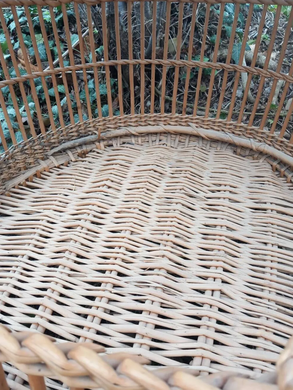 Cage à perroquet ancienne en rotin 85 cm de haut