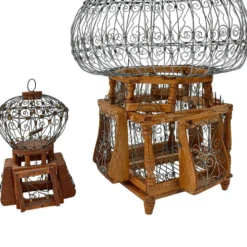 Cages à oiseaux décoratives fer et bois rondes vintages anciennes