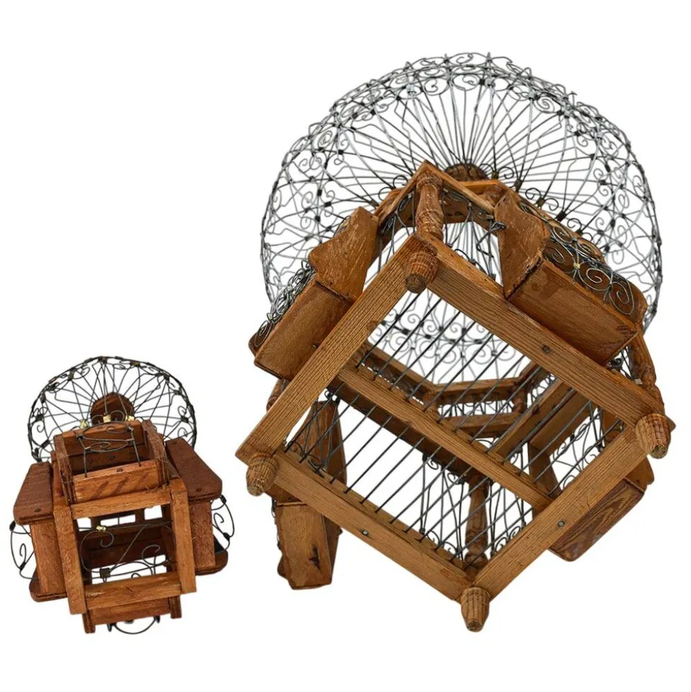 Cages à oiseaux décoratives fer et bois rondes vintages anciennes