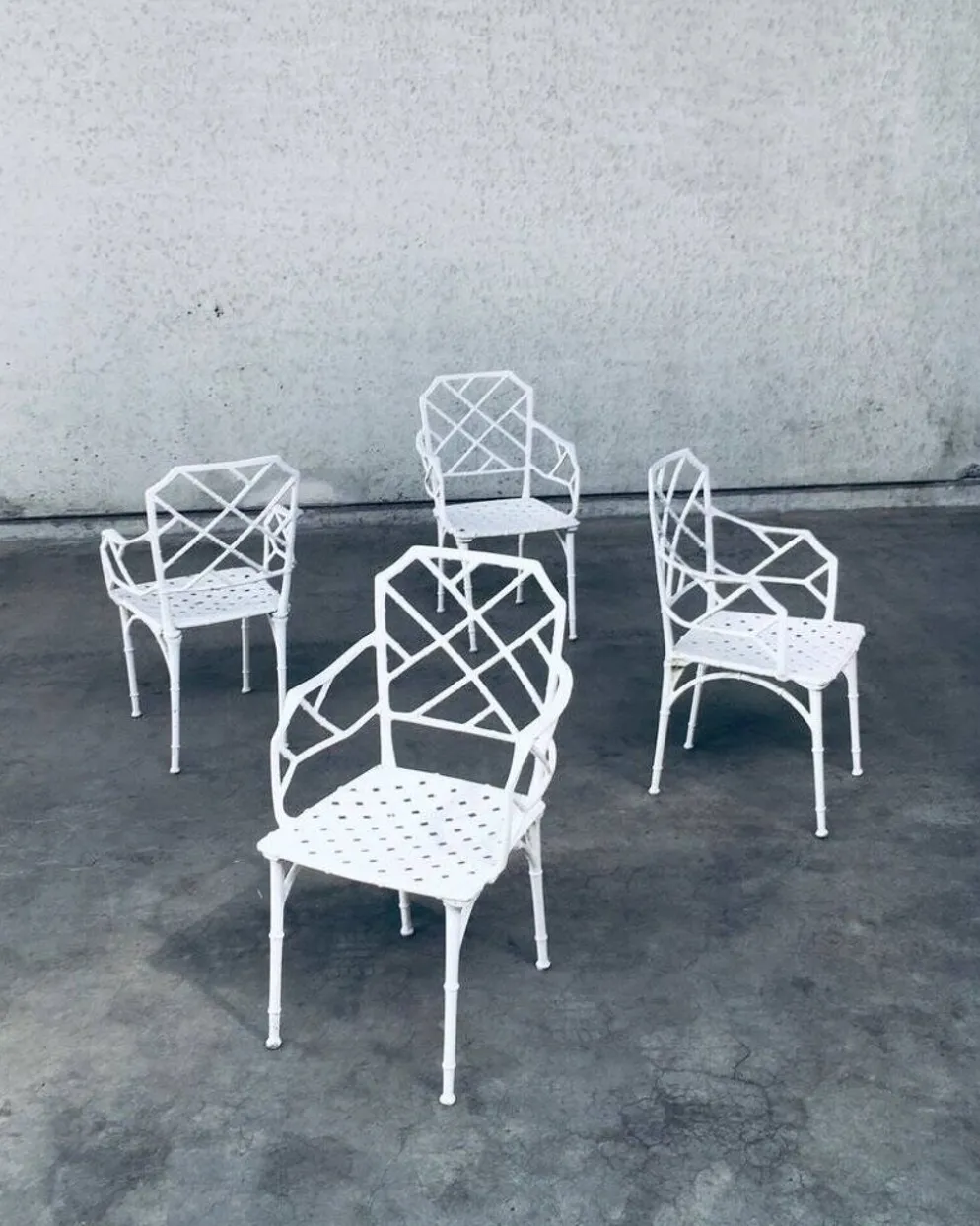 Calcutta Outdoor Armchair in Faux Bamboo by Hall Bradley for Brown Jordan, 1960s, Set of 4