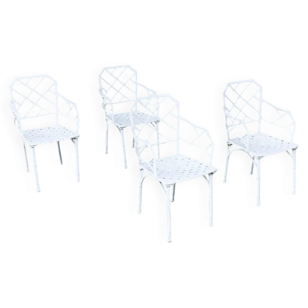 Calcutta Outdoor Armchair in Faux Bamboo by Hall Bradley for Brown Jordan, 1960s, Set of 4