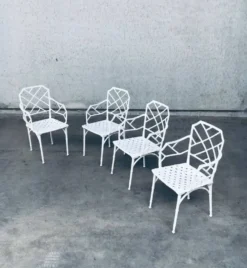 Calcutta Outdoor Armchair in Faux Bamboo by Hall Bradley for Brown Jordan, 1960s, Set of 4