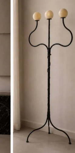 Candelabre de sol en fer forgé sculptural, forgé à la main, années 1990–2000