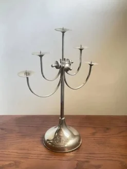 Candelabre sculptural en métal à cinq bras, Attila Demcsik, Hongrie, vers 1980
