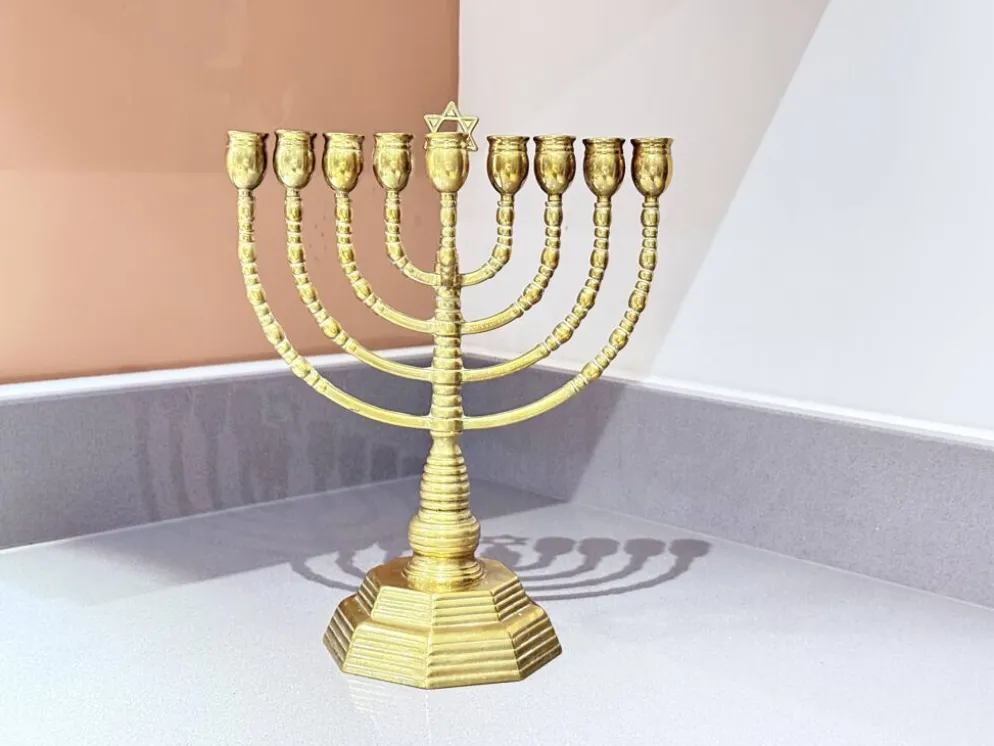 Candelabres vintage Menorah à 9 branches Judaica juive porte-bougies en laiton doré