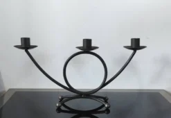 Candélabre 3 feux en fer forgé moderniste