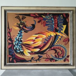 Canevas "l'oiseau d'or" style Lurçat, Ledoux, années 70