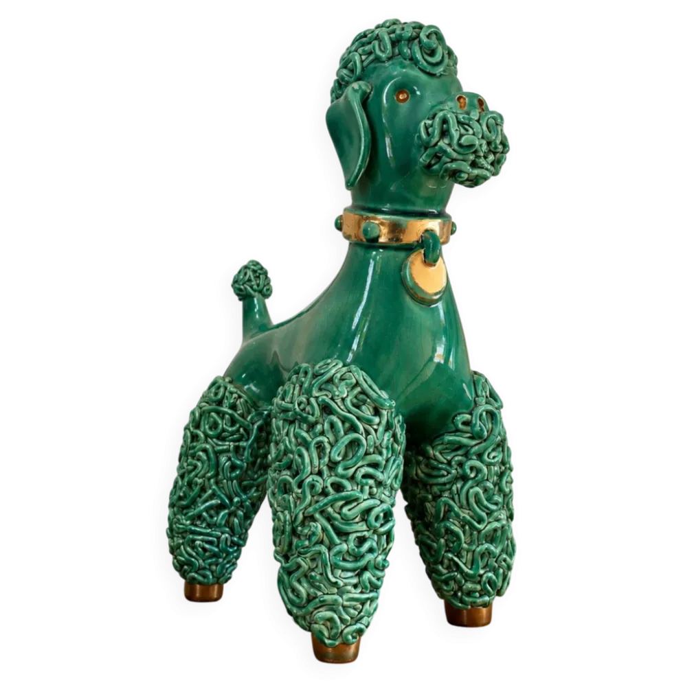 Caniche spaghetti en céramique mid-century