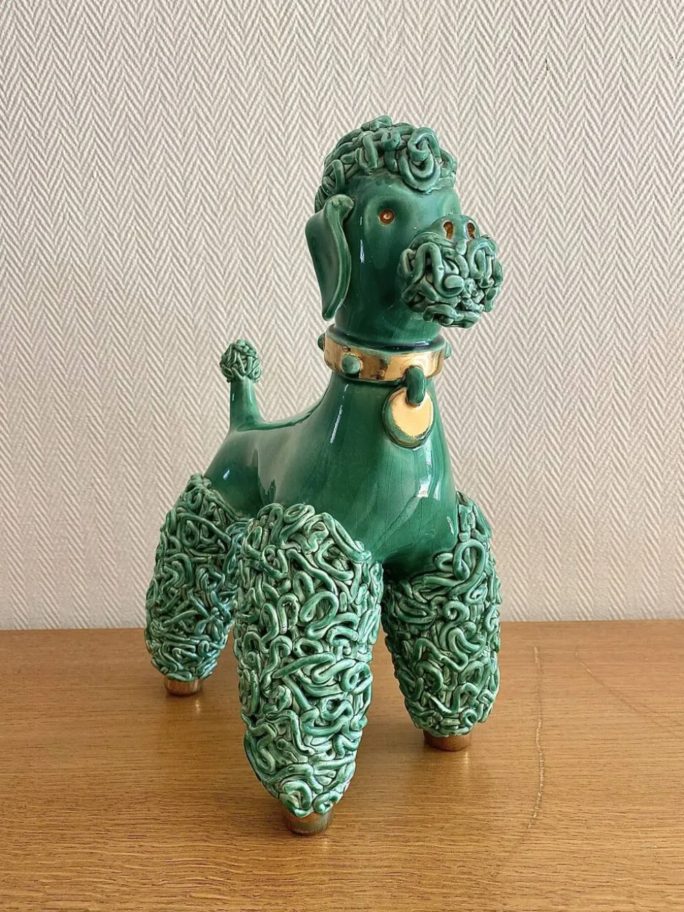 Caniche spaghetti en céramique mid-century
