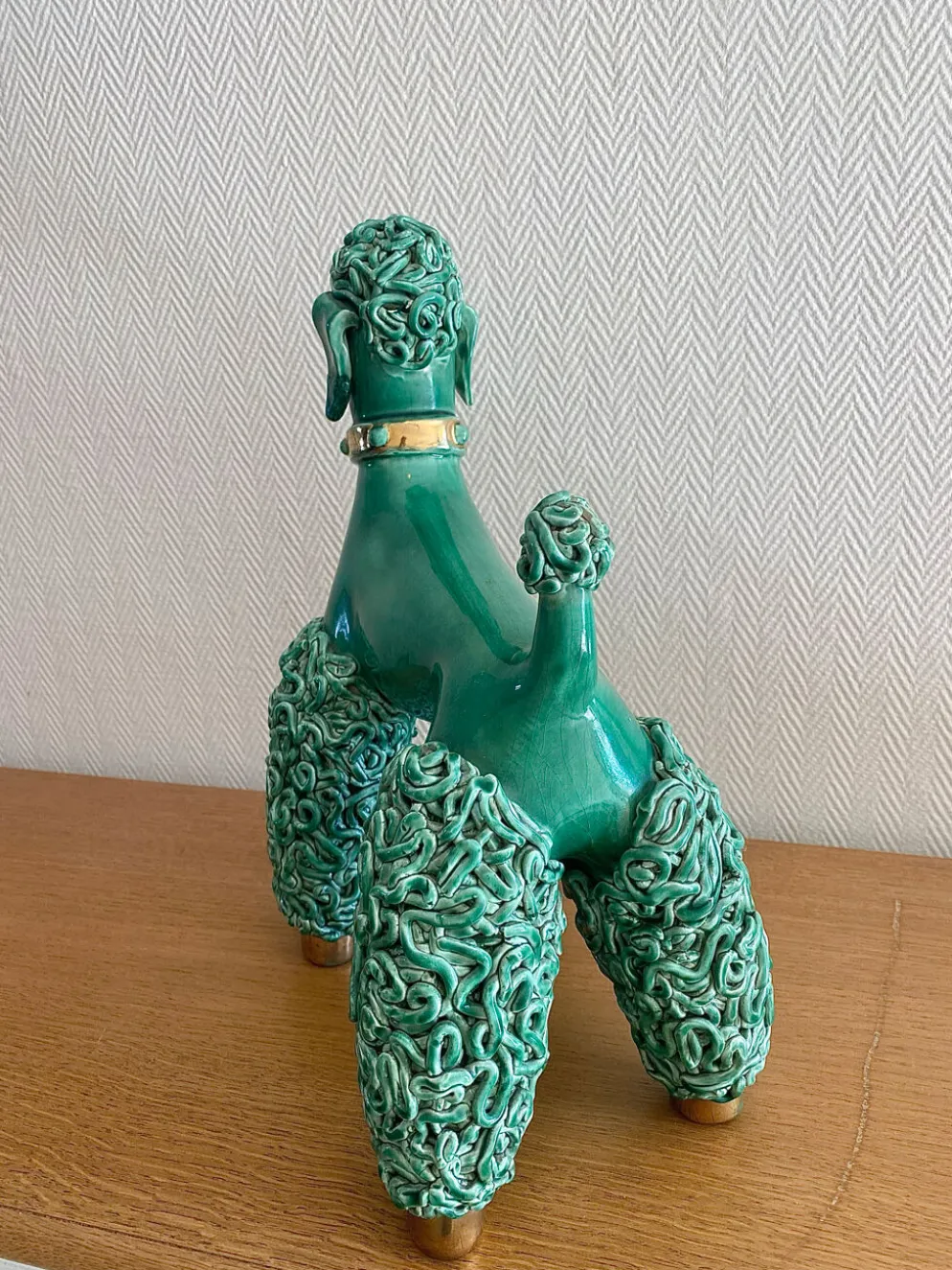Caniche spaghetti en céramique mid-century