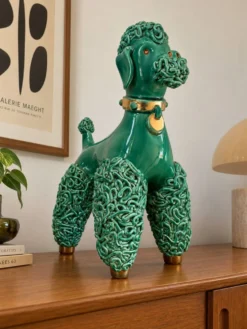 Caniche spaghetti en céramique mid-century