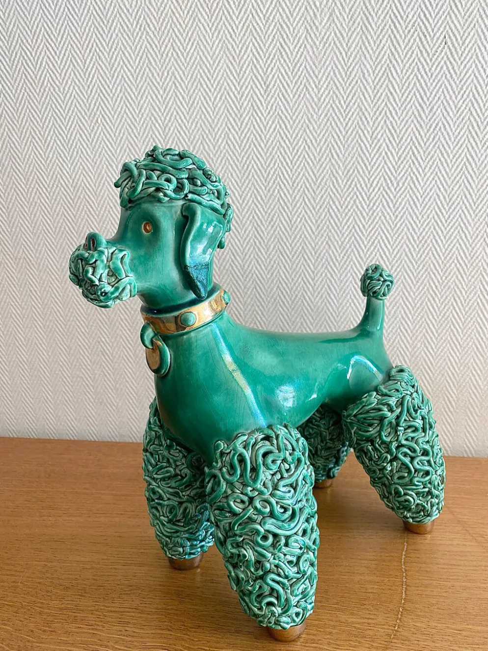 Caniche spaghetti en céramique mid-century