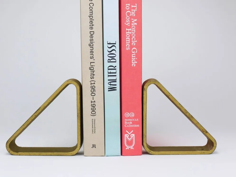 Carl Aubock III Paire de Serre-livres Triangulaires en Fer Doré 5443, Vienne/Autriche, Années 1970