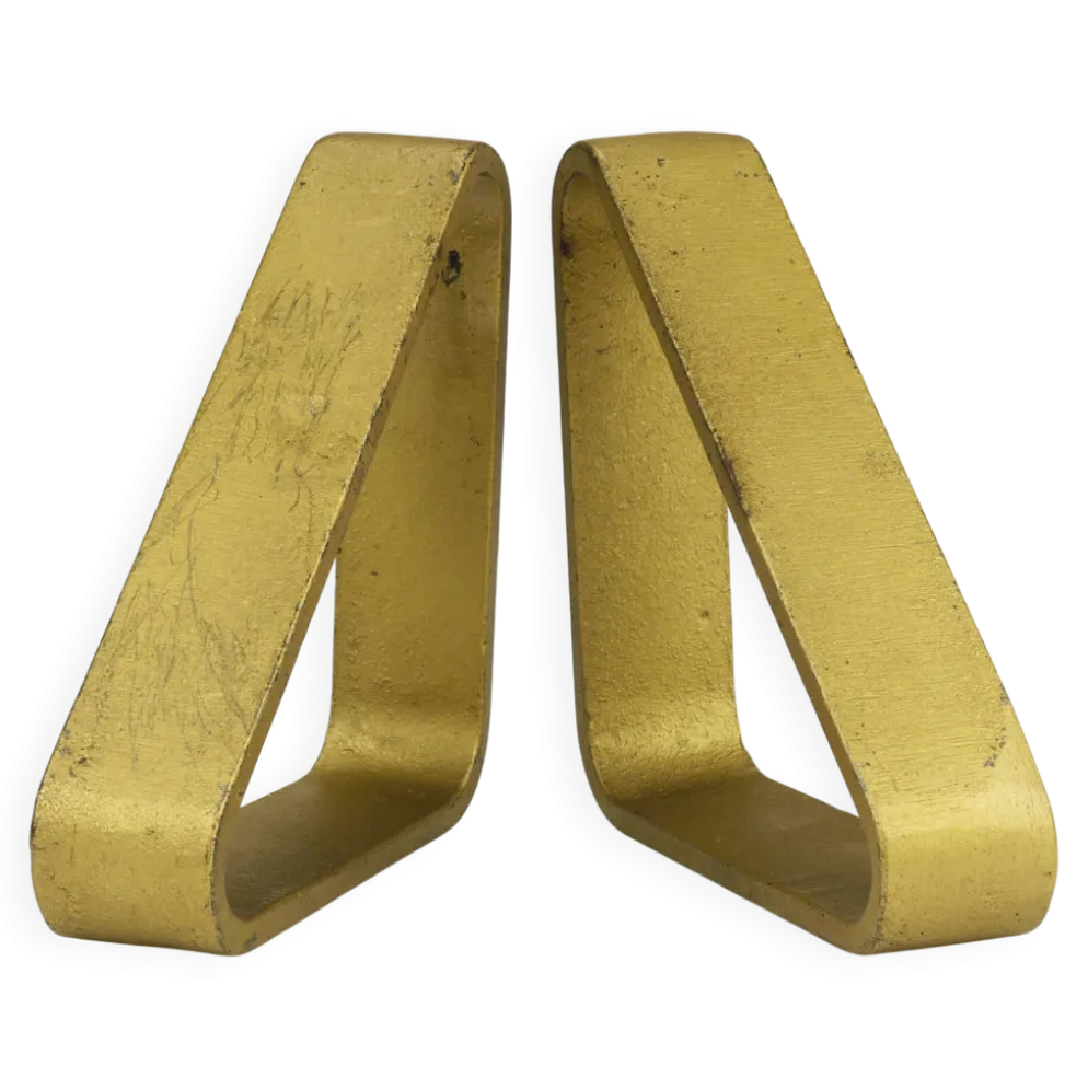 Carl Aubock III Paire de Serre-livres Triangulaires en Fer Doré 5443, Vienne/Autriche, Années 1970