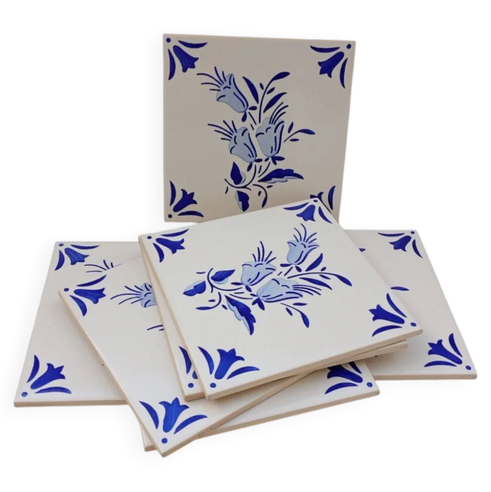 Carreaux en azulejos portugais peints à la main vintage - 15x15 cm