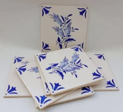 Carreaux en azulejos portugais peints à la main vintage - 15x15 cm