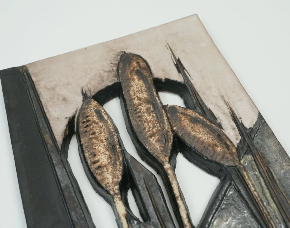 2 carreaux muraux décoratifs vintage des années 1970 par ruscha-keramik design floral