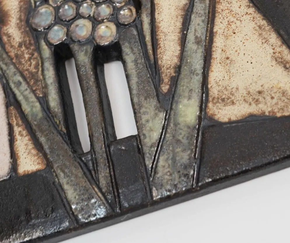 2 carreaux muraux décoratifs vintage des années 1970 par ruscha-keramik design floral