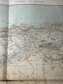 Carte ancienne Algérie et Tunisie 72,5x47cm