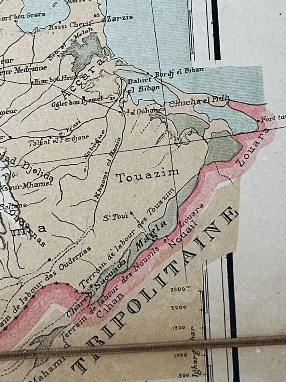 Carte ancienne Algérie et Tunisie 72,5x47cm