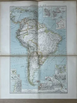 Carte ancienne Amérique du Sud 67x54cm