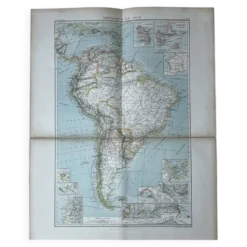 Carte ancienne Amérique du Sud 67x54cm