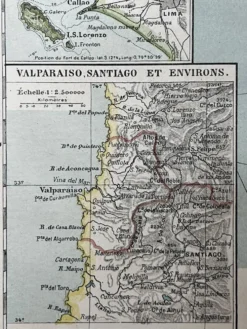 Carte ancienne Amérique du Sud 67x54cm