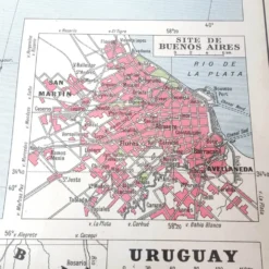 Carte ancienne Amérique du sud Argentine Chili Uruguay 43x43cm de 1950