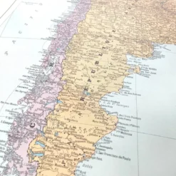 Carte ancienne Amérique du sud Argentine Chili Uruguay 43x43cm de 1950