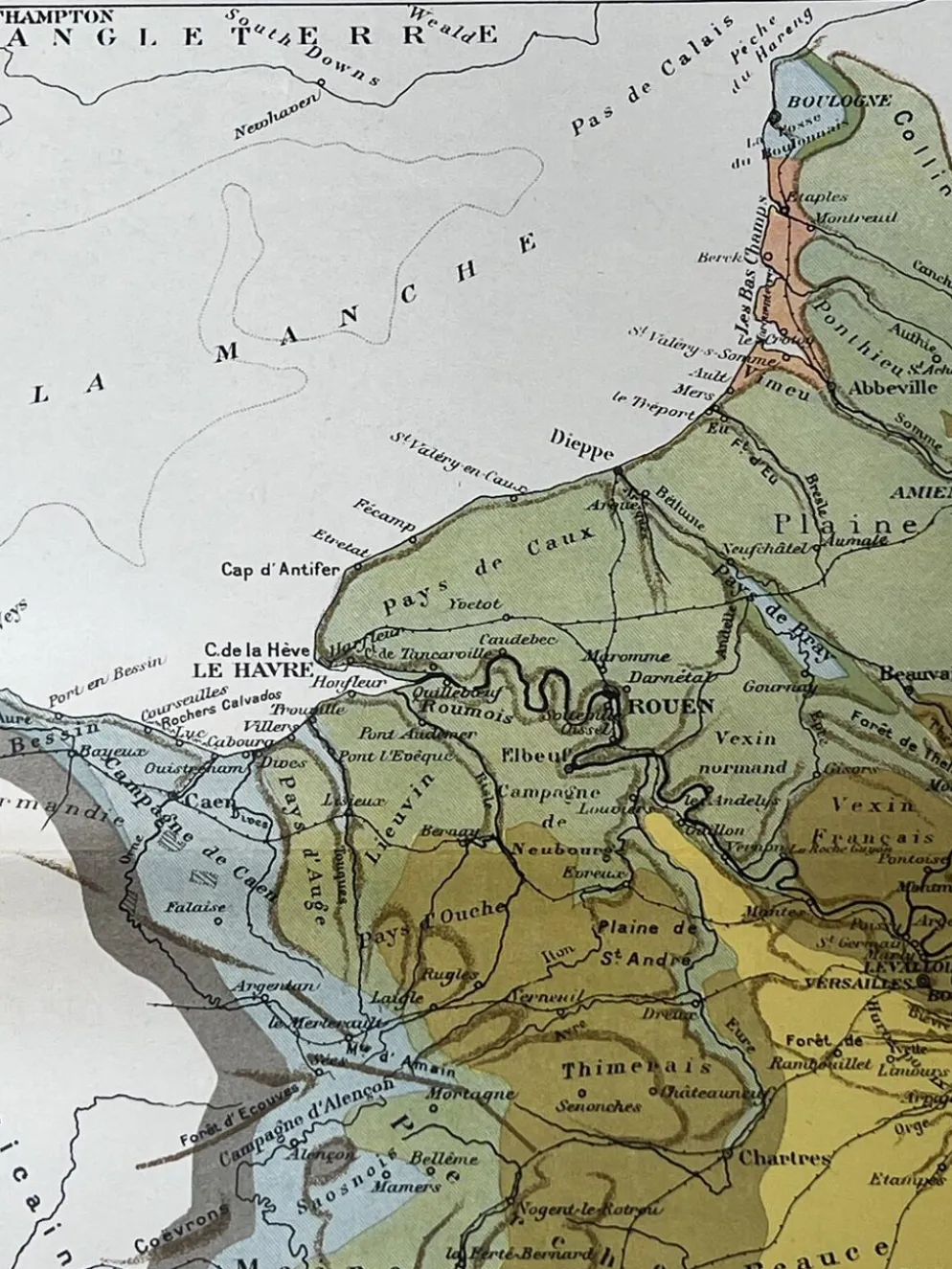 Carte ancienne Bassin Parisien géologique 55x37,5cm