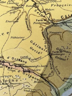 Carte ancienne Bassin Parisien géologique 55x37,5cm