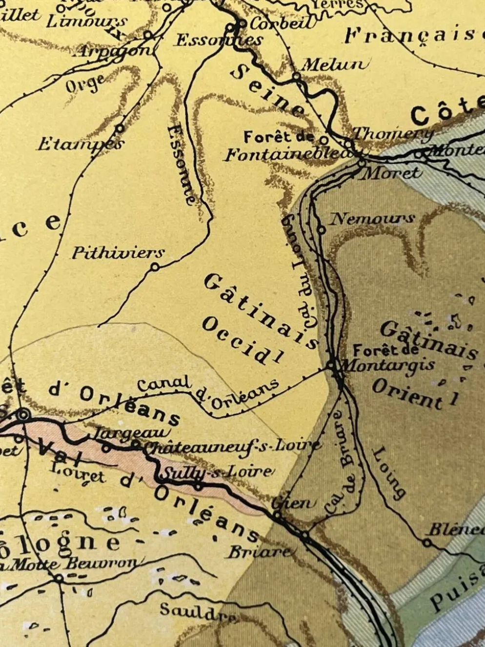 Carte ancienne Bassin Parisien géologique 55x37,5cm