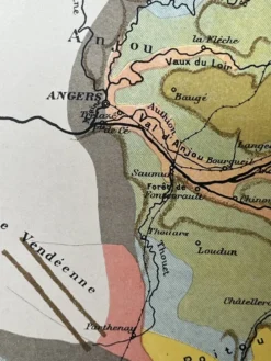 Carte ancienne Bassin Parisien géologique 55x37,5cm