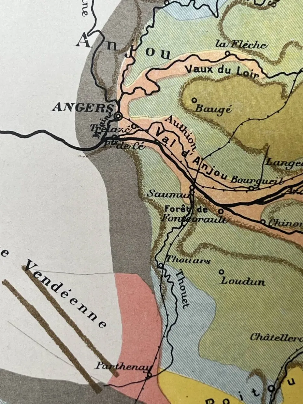 Carte ancienne Bassin Parisien géologique 55x37,5cm