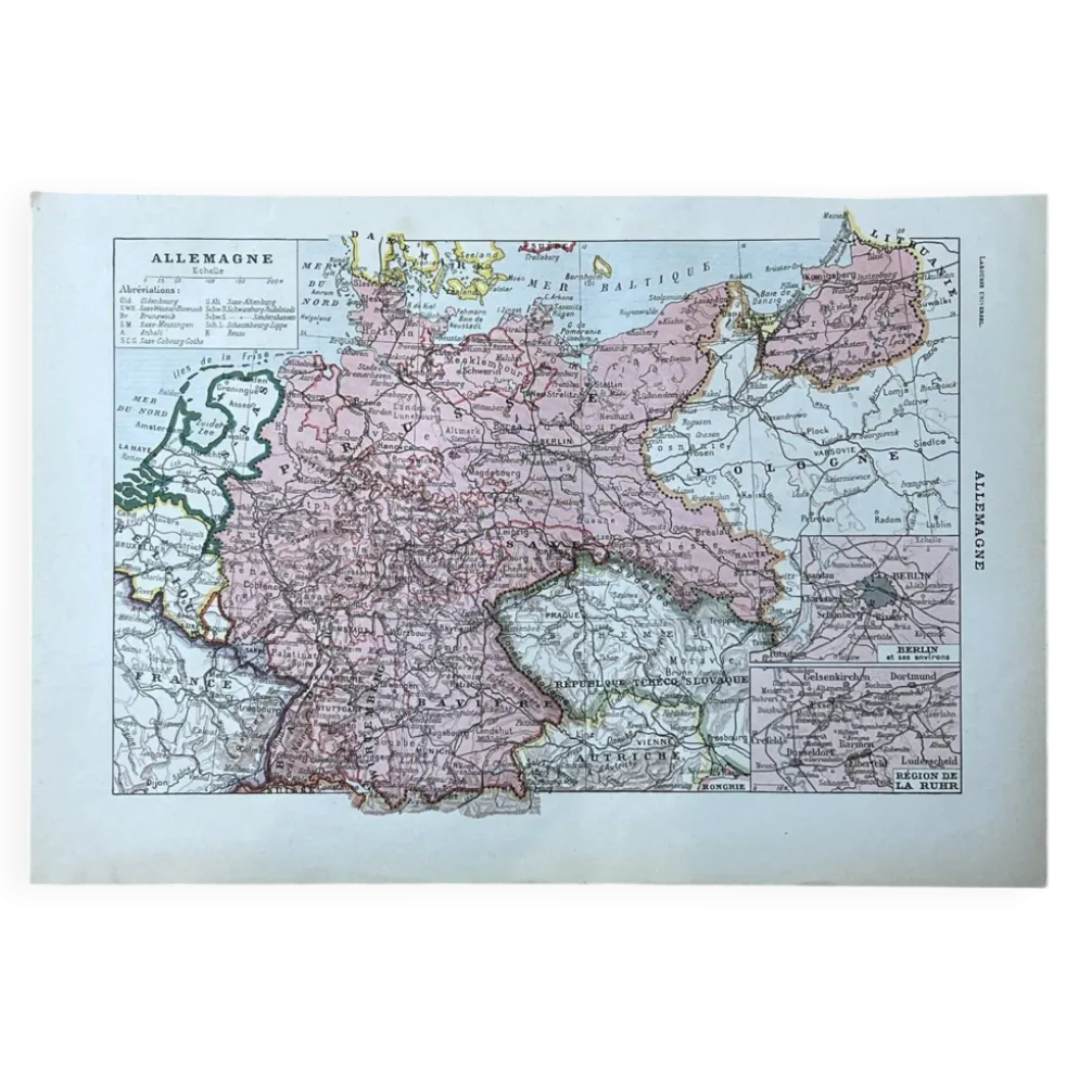 Carte ancienne de l'Allemagne - 20x29cm