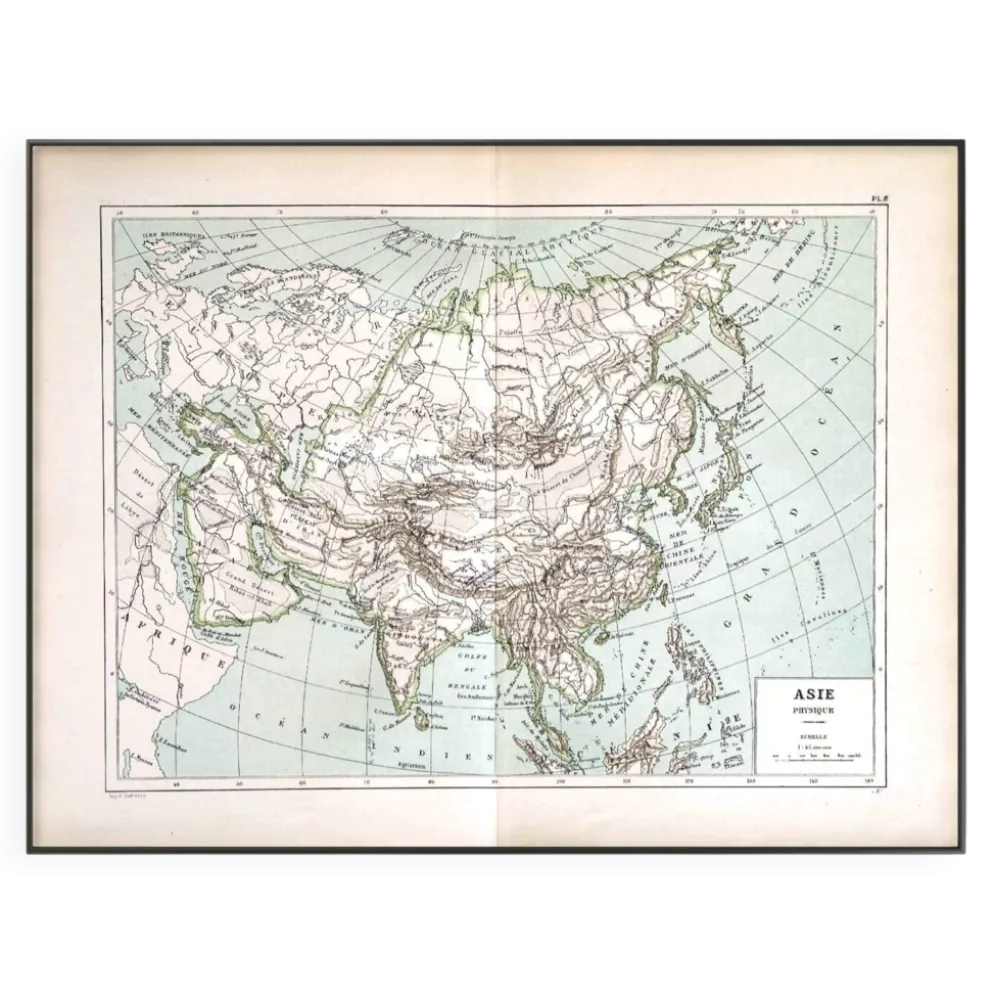 Carte ancienne de l’Asie 1887 – Carte géographique vintage