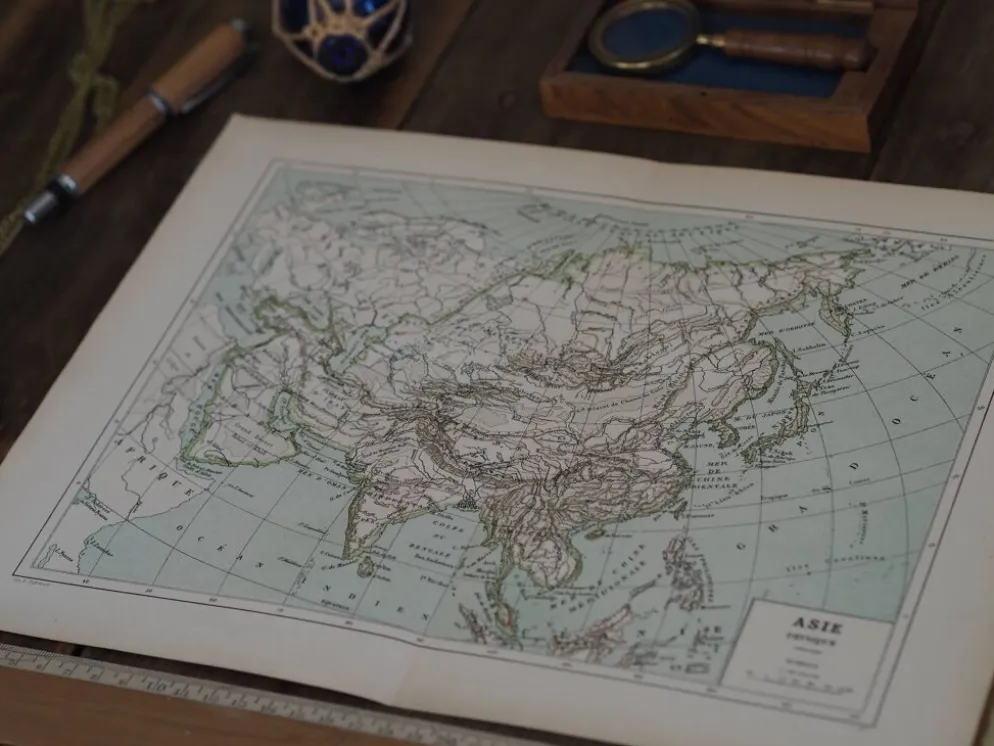 Carte ancienne de l’Asie 1887 – Carte géographique vintage