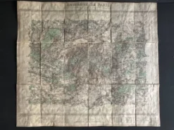 Carte ancienne entoilée des environs de Paris, 1893