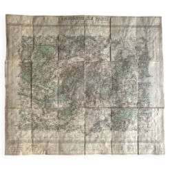 Carte ancienne entoilée des environs de Paris, 1893