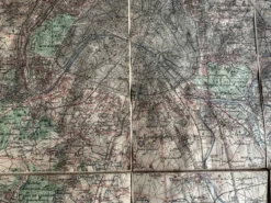 Carte ancienne entoilée des environs de Paris, 1893