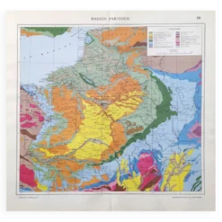Carte ancienne France bassin parisien 43x43cm de 1950