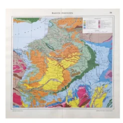 Carte ancienne France bassin parisien 43x43cm de 1950